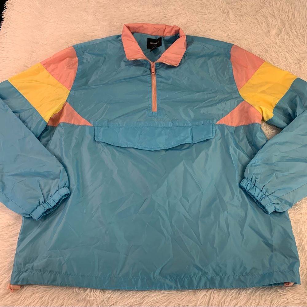 Forever 21 Men Windbreaker Pastel Colorblock Mens Size XL